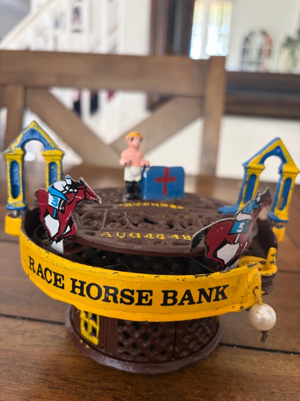 Antique Original Cast Iron Starting Gate Race Horse Mechanical Bank Not working